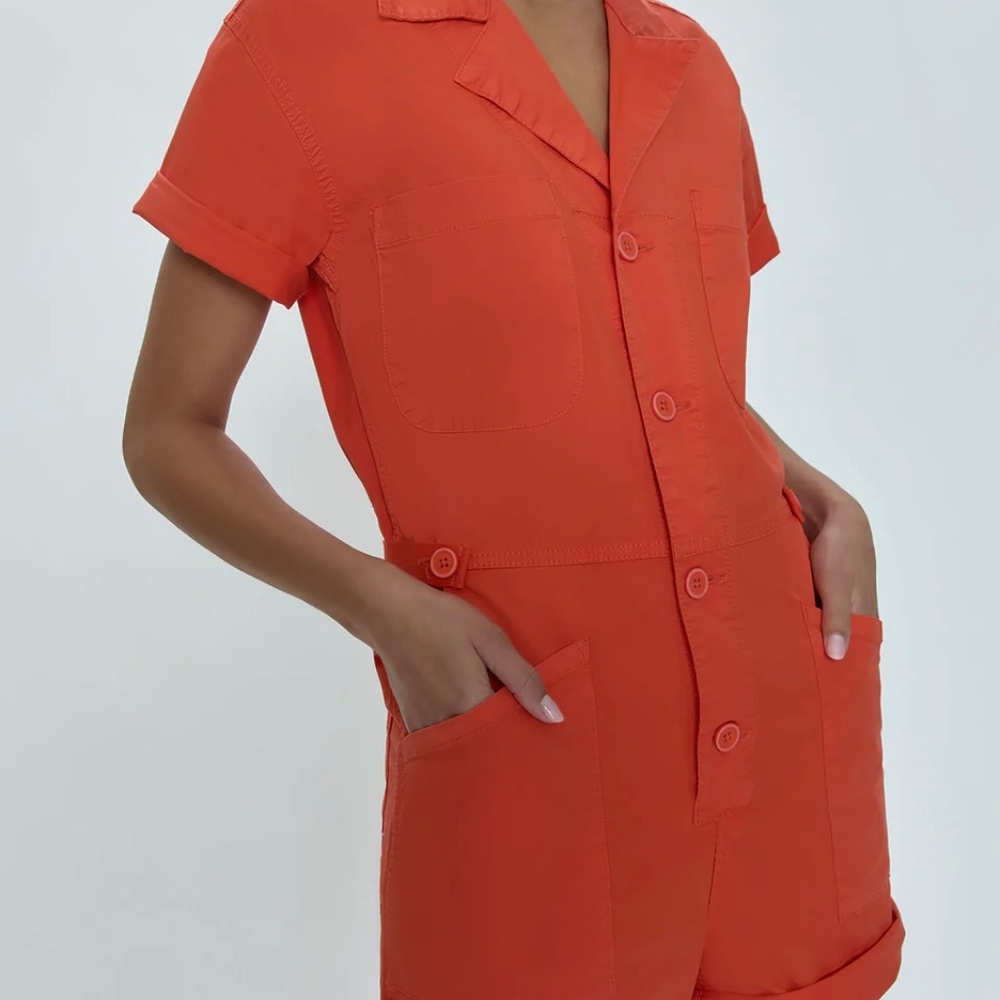 Pistola Parker Short Sleeve Romper - Blood Orange - Picture 2 of 4